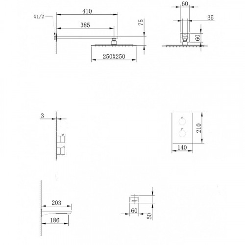 Душевая система Abber Weiss Insel AF8050W с термостатом Белая латунь встраиваемый
