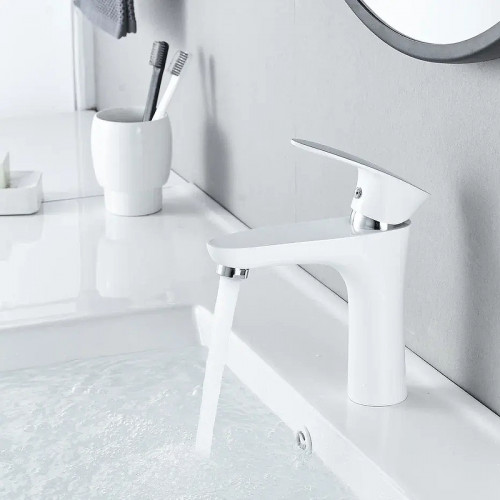 Смеситель для раковины Shevanik S9801F цвет Белый Хром