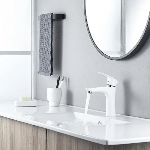 Смеситель для раковины Shevanik S9801F цвет Белый Хром