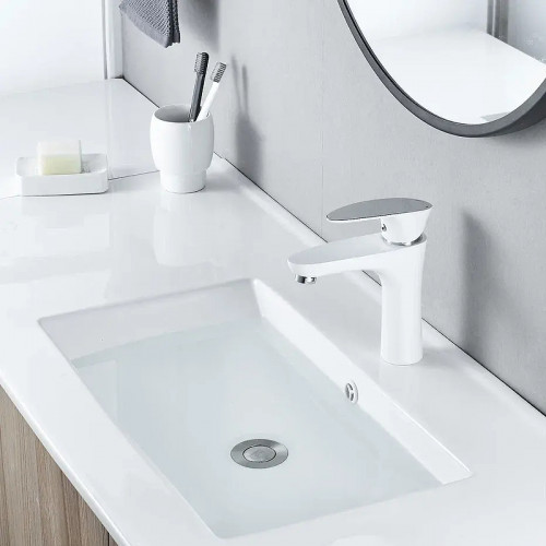 Смеситель для раковины Shevanik S9801F цвет Белый Хром