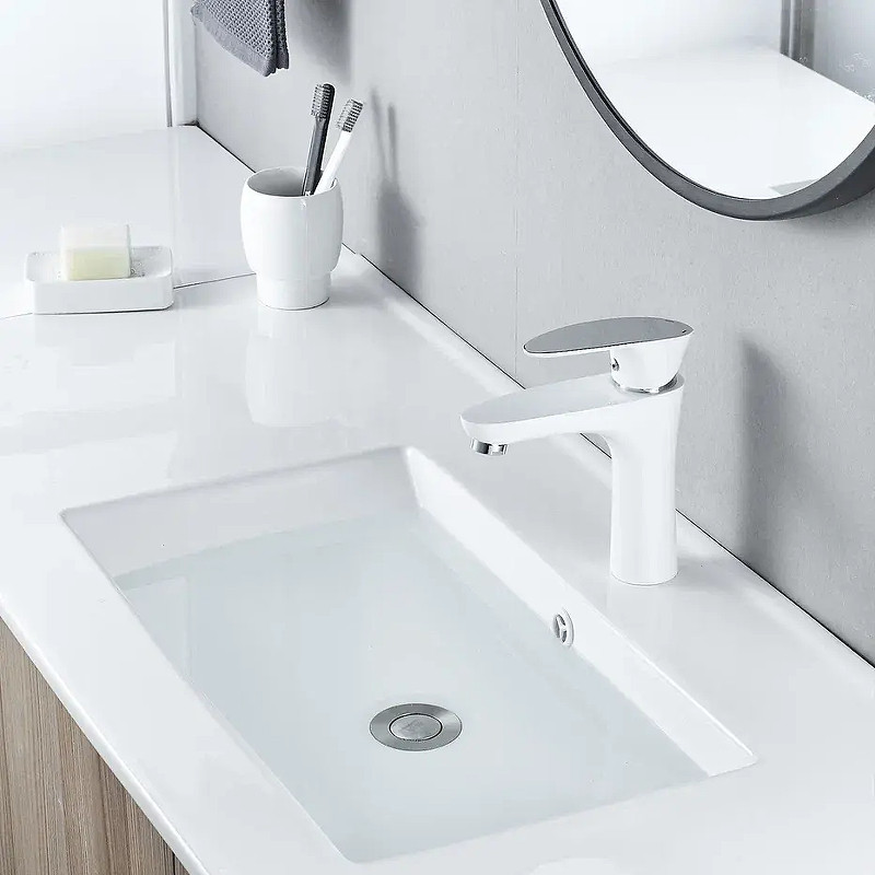 Смеситель для раковины Shevanik S9801F цвет Белый Хром