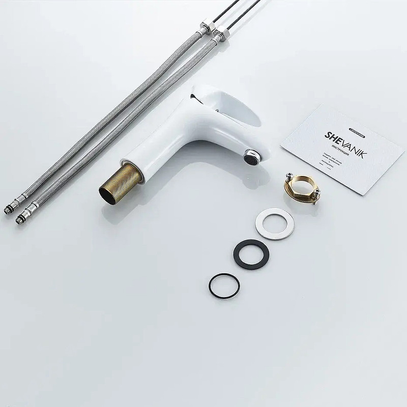 Смеситель для раковины Shevanik S9801F цвет Белый Хром