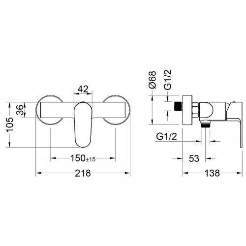 Смеситель для душа Aquatek Оберон AQ1232CR Хром латунь на стену