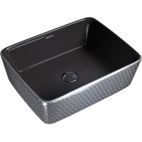Раковина-чаша Grossman Color 48 GR-3016SBR Серебро Черная фаянс накладная