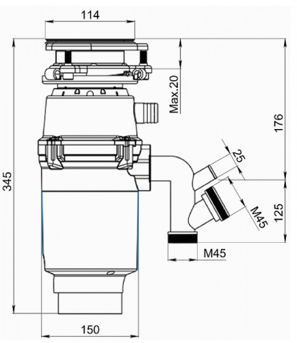 Измельчитель пищевых отходов Granula R600 цвет Графит матовый