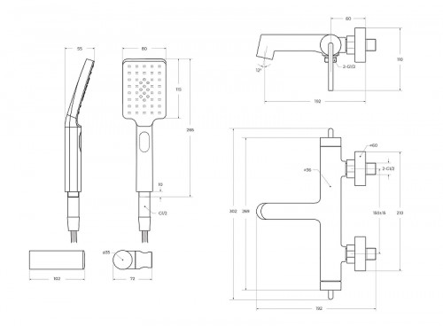 Смеситель для ванны BelBagno Acqua ACQUA-VASM/DFS-CRM цвет Хром