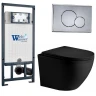 Комплект унитаза с инсталляцией WeltWasser MARBERG 507 + MERZBACH 043 XL MT-BL + MAR 507 RD CR 10000014150 цвет Черный матовый с сиденьем Микролифт и клавишей смыва цвет Хром
