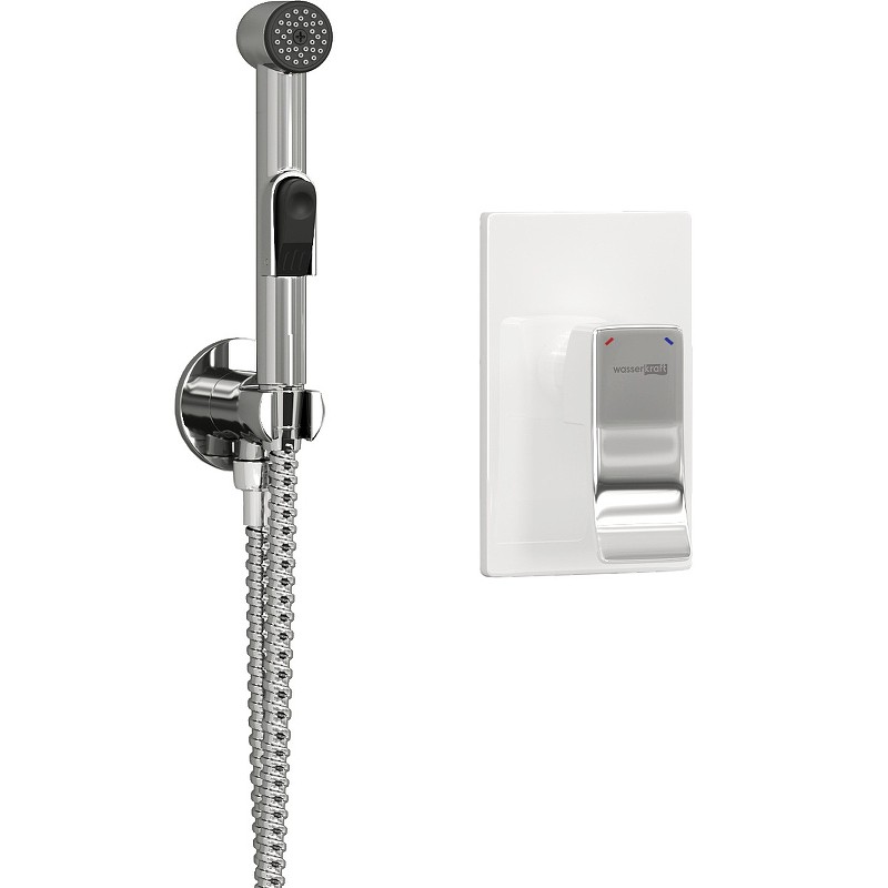 Гигиенический душ со смесителем WasserKRAFT Aller A010656WHITE Хром латунь на стену