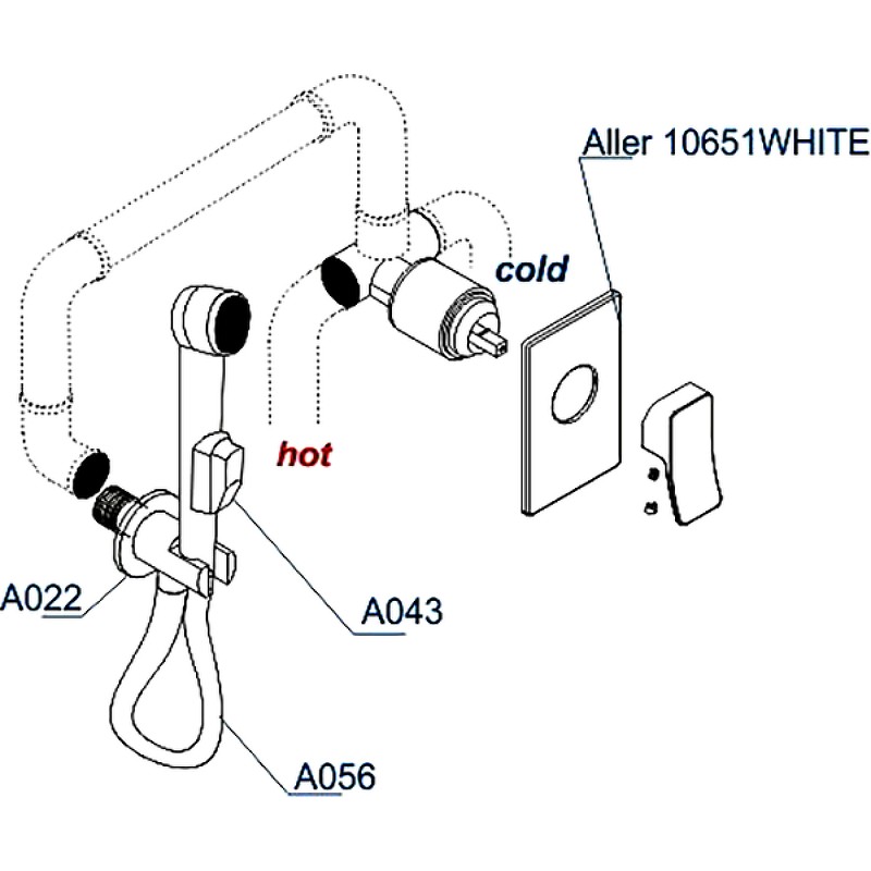 Гигиенический душ со смесителем WasserKRAFT Aller A010656WHITE Хром латунь на стену