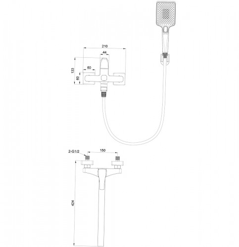 Смеситель для ванны Wonzon &amp; Woghand Flex WW-639906-BG универсальный цвет Брашированное золото