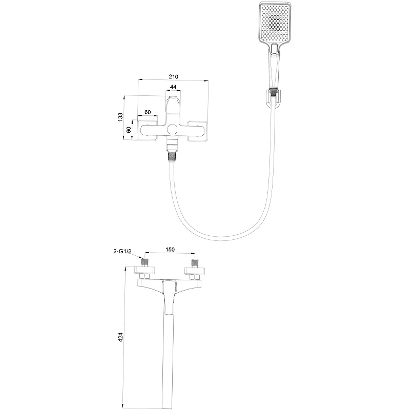 Смеситель для ванны Wonzon & Woghand Flex WW-639906-BG универсальный цвет Брашированное золото