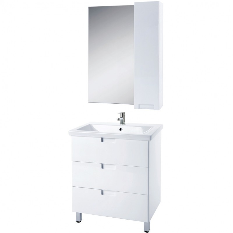 Зеркало со шкафом Bellezza Пегас 80 R 4610413001011 Белое МДФ / ЛДСП, стекло