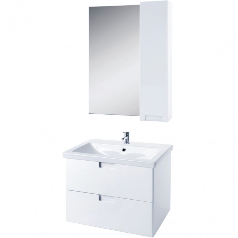 Зеркало со шкафом Bellezza Пегас 80 R 4610413001011 Белое МДФ / ЛДСП, стекло