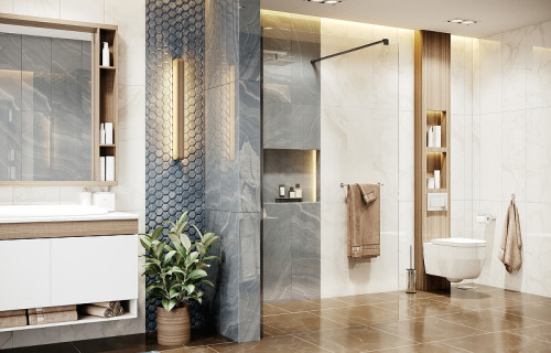 Душевая перегородка Ambassador Walk-in 120х200 15031112 профиль Черный стекло прозрачное