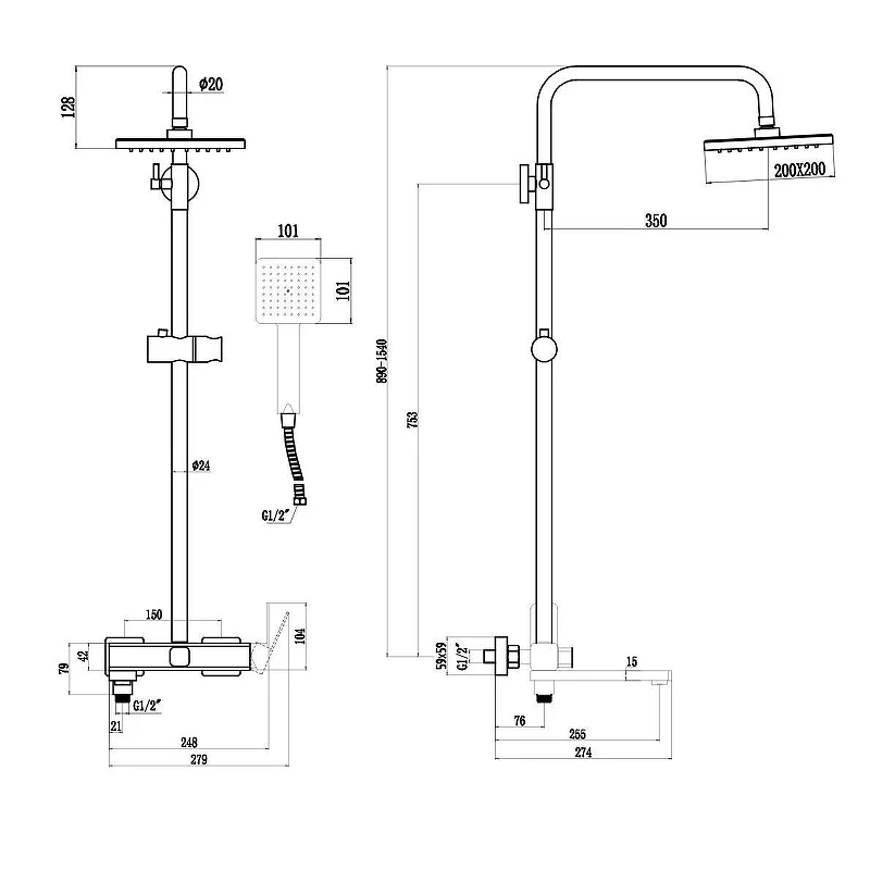 Душевая система Fmark FS8745-22Q цвет Графит