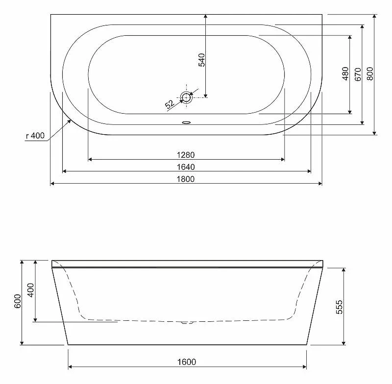 Акриловая ванна Cezares Metauro 180x80 METAURO-wall-180-80-40-W37 без гидромассажа