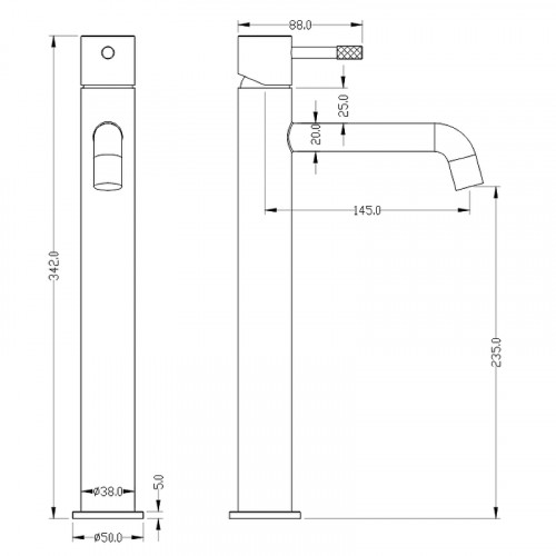 Смеситель для раковины Boheme Uno 462-B Черный матовый латунь