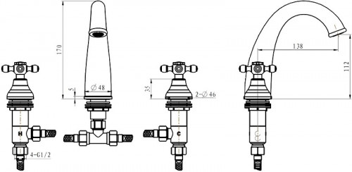 Смеситель для раковины Boheme Royal Cristal 317-Royal/CRSTblack Бронза латунь