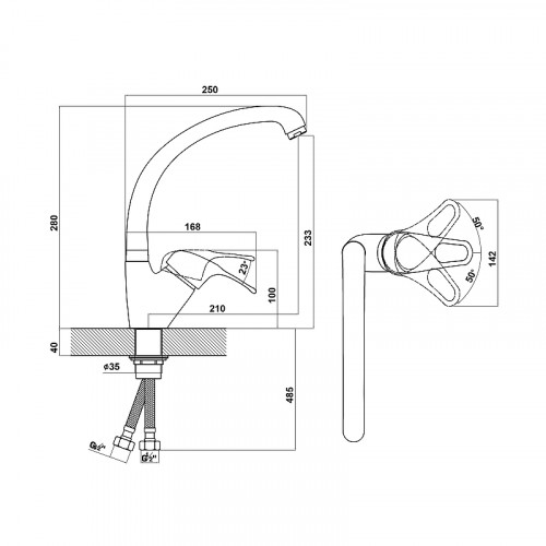 Смеситель для кухни Florentina Омега 313.12H.1123.201 цвет Жасмин