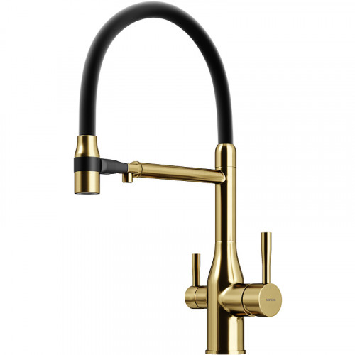Смеситель для кухни Sancos Garda SC4009BG Золото брашированное Черный латунь