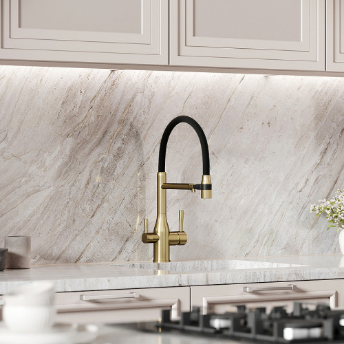 Смеситель для кухни Sancos Garda SC4009BG Золото брашированное Черный латунь