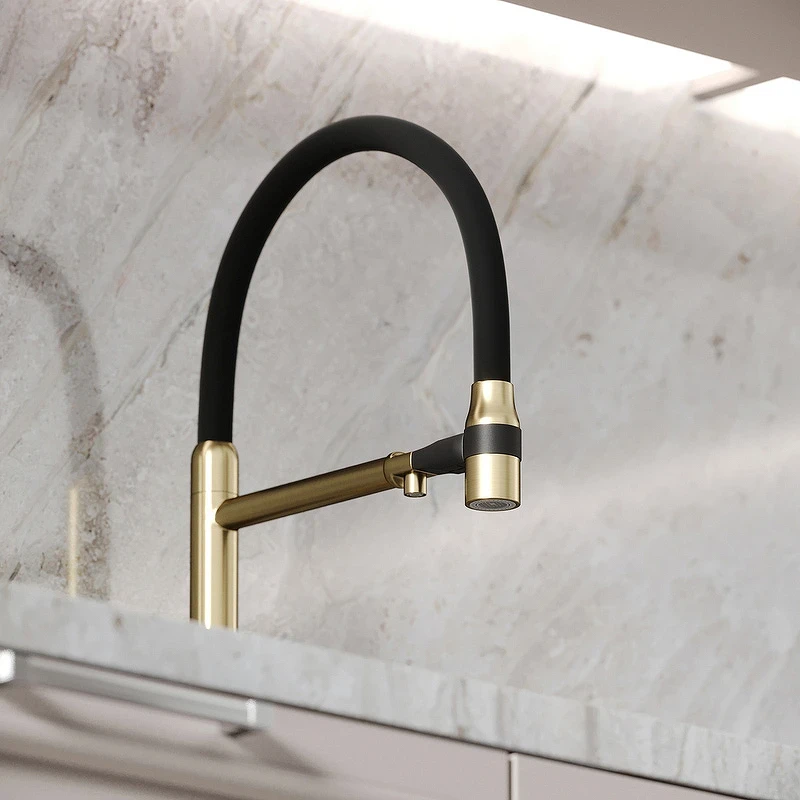 Смеситель для кухни Sancos Garda SC4009BG Золото брашированное Черный латунь