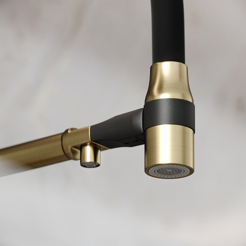 Смеситель для кухни Sancos Garda SC4009BG Золото брашированное Черный латунь