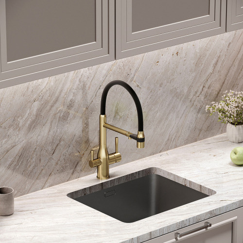 Смеситель для кухни Sancos Garda SC4009BG Золото брашированное Черный латунь