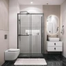 Душевой уголок Grossman Style 100x100 L 120.K33.05.1010.21.02 профиль Черный матовый стекло шиншилла