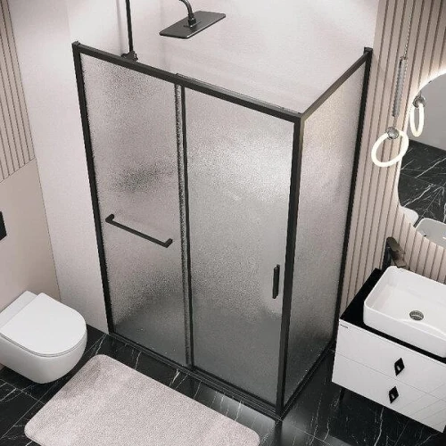 Душевой уголок Grossman Style 100x100 L 120.K33.05.1010.21.02 профиль Черный матовый стекло шиншилла