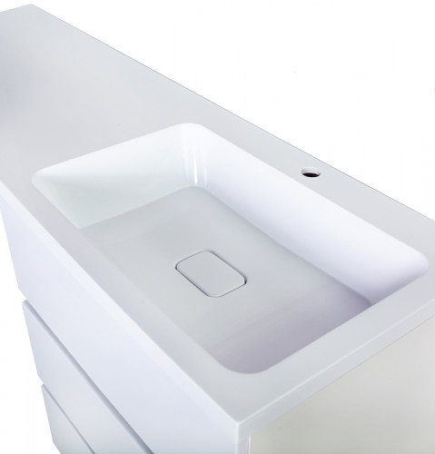 Раковина Orange 130 R ST-130RAR с местом под стиральную машину Белая искусственный камень (литьевой мрамор) с местом под стиральную машину, полувстраиваемая