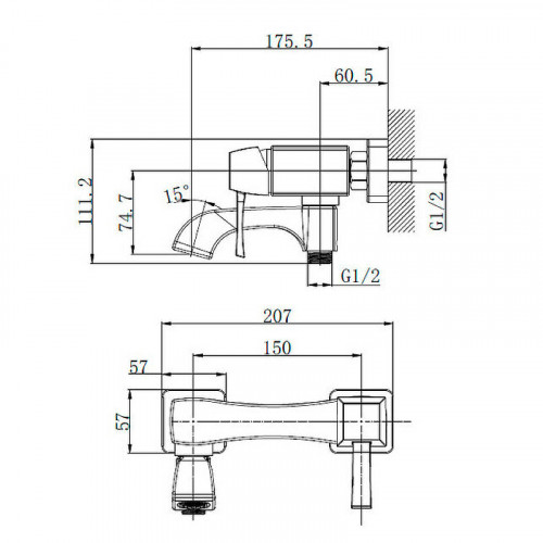 Смеситель для ванны Caprigo Diamante 50-010-crm Хром латунь на стену