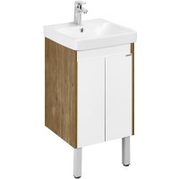 Тумба под раковину Aquaton Сканди Doors 45 1A278701SDZ90 Белый глянец Дуб рустикальный МДФ / ЛДСП