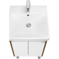 Тумба под раковину Aquaton Сканди Doors 45 1A278701SDZ90 Белый глянец Дуб рустикальный МДФ / ЛДСП