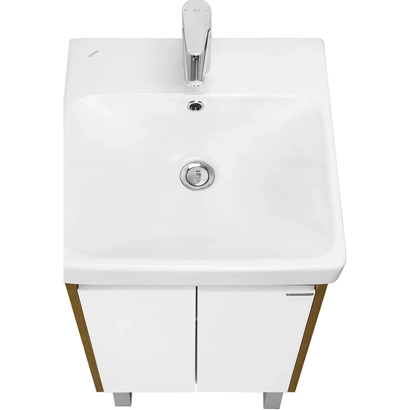 Тумба под раковину Aquaton Сканди Doors 45 1A278701SDZ90 Белый глянец Дуб рустикальный МДФ / ЛДСП