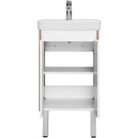 Тумба под раковину Aquaton Сканди Doors 45 1A278701SDZ90 Белый глянец Дуб рустикальный МДФ / ЛДСП