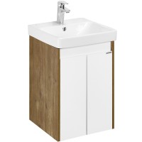 Тумба под раковину Aquaton Сканди Doors 45 1A278701SDZ90 Белый глянец Дуб рустикальный МДФ / ЛДСП