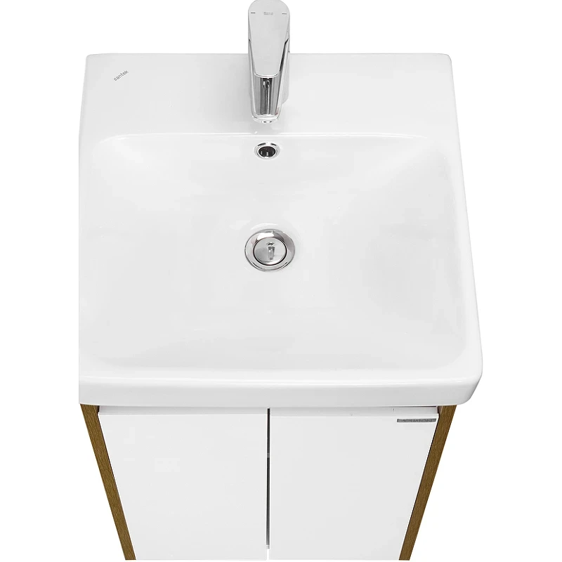 Тумба под раковину Aquaton Сканди Doors 45 1A278701SDZ90 Белый глянец Дуб рустикальный МДФ / ЛДСП