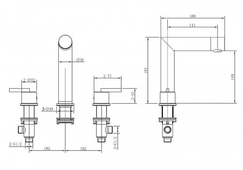 Смеситель для раковины Abber Perfekte 316 AF8A08BG цвет Золото брашированное