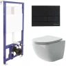 Комплект унитаза Ceramicanova Forma CN3009 с инсталляцией Berges Novum L5 040215 с сиденьем Микролифт и Черной матовой клавишей смыва фарфор подвесной