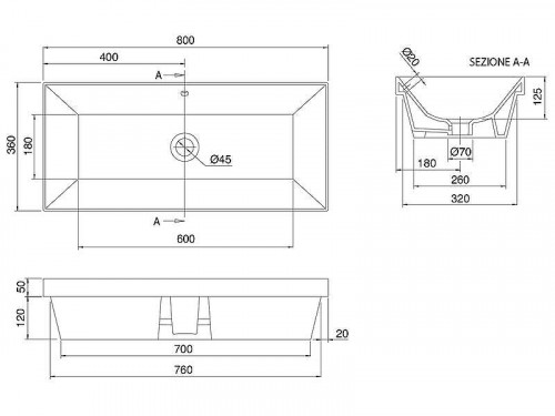 Раковина Scarabeo Teorema 2.0 80 5132 цвет Белый