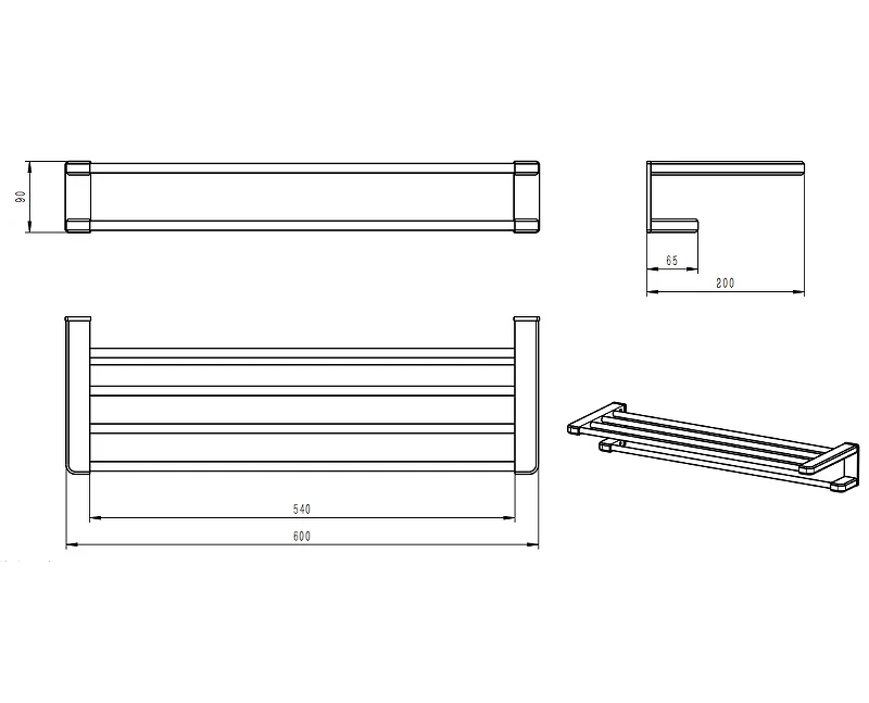 Полка для полотенец Wonzon & Woghand WW-V3902-MB цвет Черный матовый