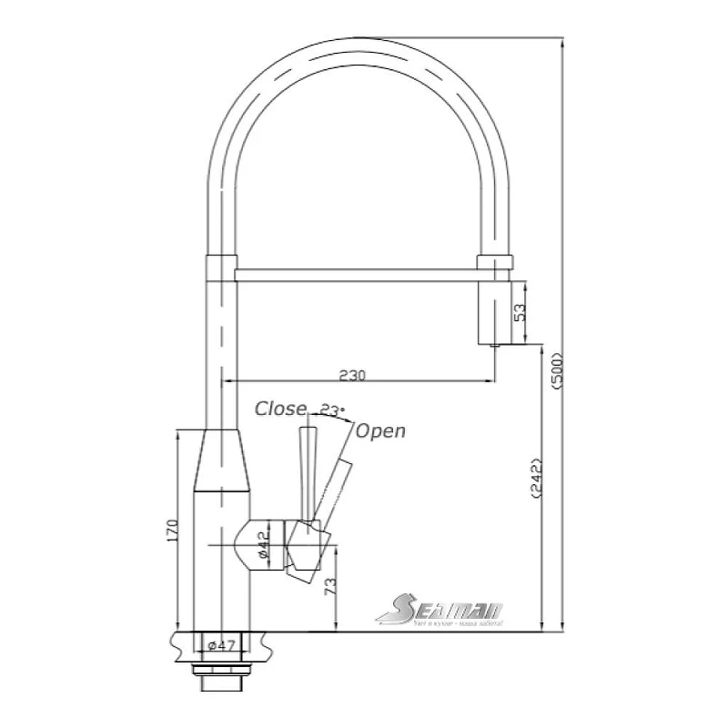 Смеситель для кухни Seaman Visconti SSL-7671-WP цвет Хром полированный Черный