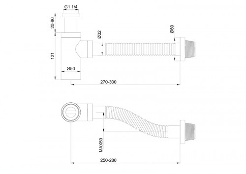 Сифон для раковины Wonzon &amp; Woghand WW-88SS101-MB цвет Черный матовый