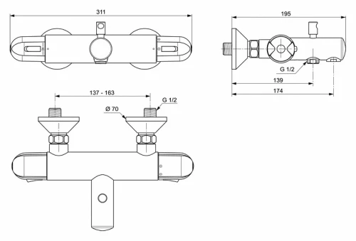 Смеситель для ванны Ideal Standard Ceratherm 25 A6423AA с термостатом