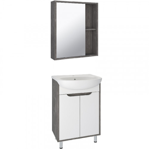 Зеркальный шкаф Runo Эко 52 00-00001324 Железный камень МДФ / ЛДСП, стекло