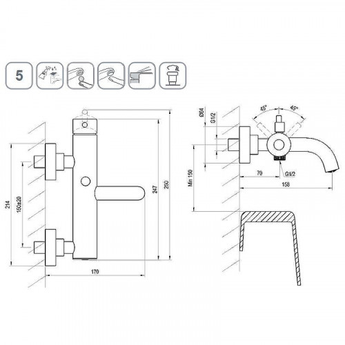Смеситель для ванны Ravak Espirit ES 022.60RGB X070353 Розовое золото