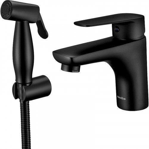 Смеситель для раковины Swedbe Mars 1760B с гигиеническим душем Черный матовый латунь