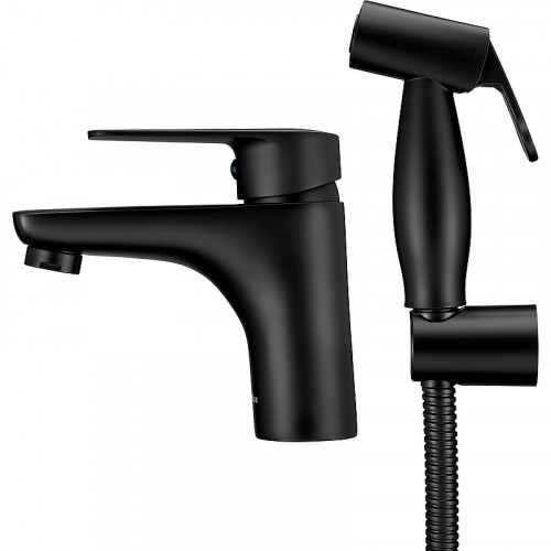 Смеситель для раковины Swedbe Mars 1760B с гигиеническим душем Черный матовый латунь