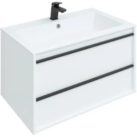 Тумба под раковину Aquanet Lino 80 253903 подвесная Белая матовая МДФ / ЛДСП